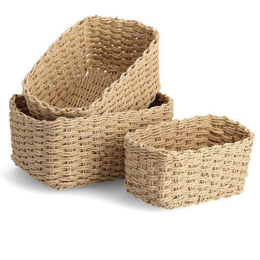 Set 3 cosuri depozitare maro din textil Zarra Zeller