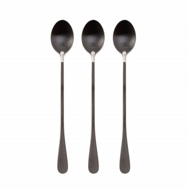 Set 3 lingurite pentru latte negre din inox Stilo Homla