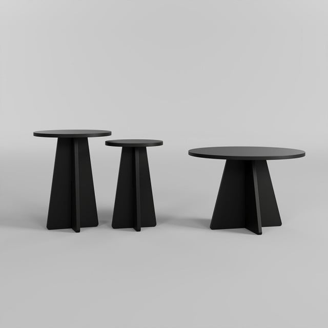 Set 3 mese de cafea negre Mushroom The Home Collection