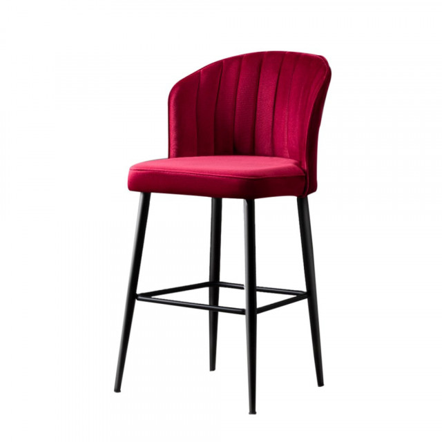 Set 4 scaune bar rosu claret/negre din textil Rubi The Home Collection
