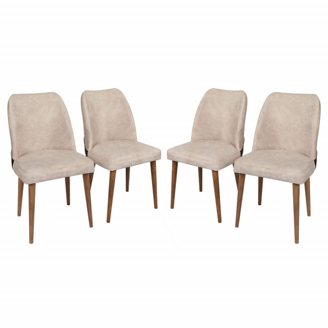 Set 4 scaune dining crem/maro din catifea Nova The Home Collection