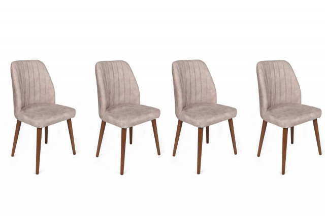 Set 4 scaune dining grej/maro din catifea Alfa The Home Collection