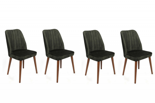 Set 4 scaune dining kaki/maro din catifea Alfa The Home Collection