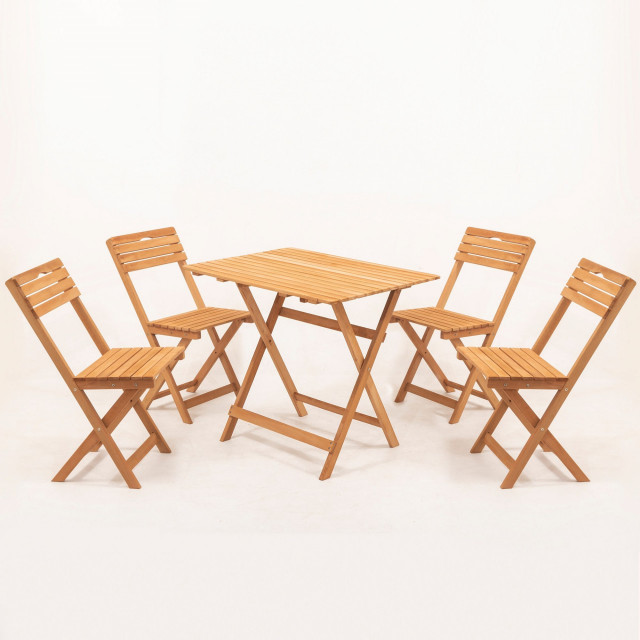 Set 4 scaune si masa dining maro din lemn My004A The Home Collection