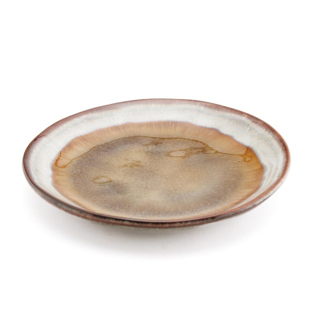 Set 6 farfurii adanci crem/maro din ceramica 17 cm Comporta Bazar Bizar