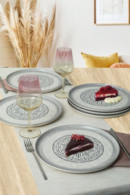 Set 6 farfurii intinse albe din ceramica 28 cm Res The Home Collection