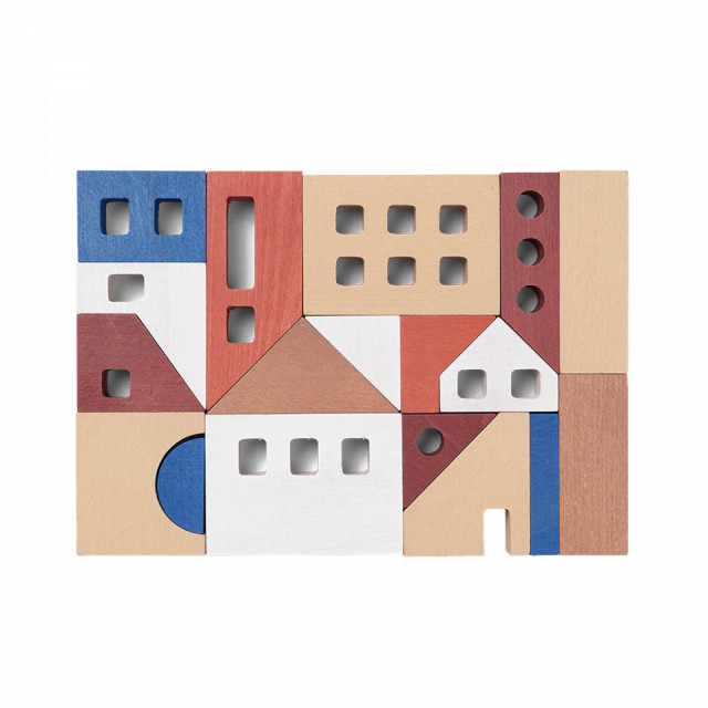 Set de construit multicolor din lemn Little Architect Ferm Living