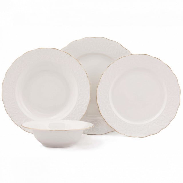 Set de masa 24 piese albe/aurii din ceramica Marrie The Home Collection