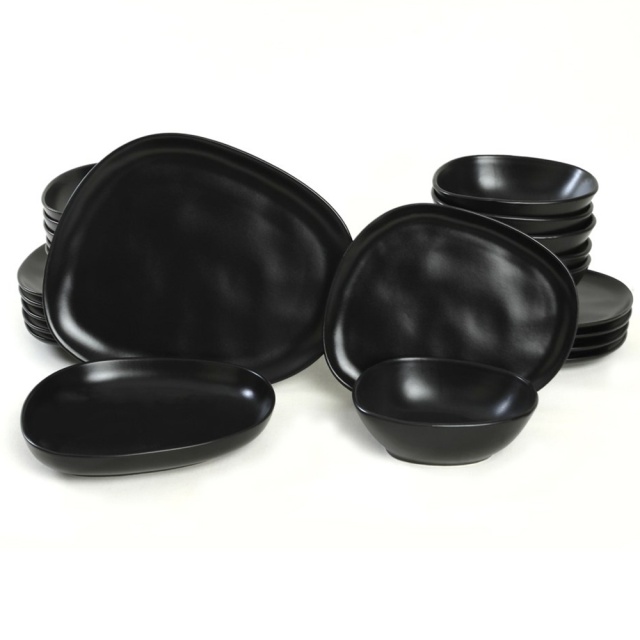 Set de masa 24 piese negre din ceramica Miky The Home Collection
