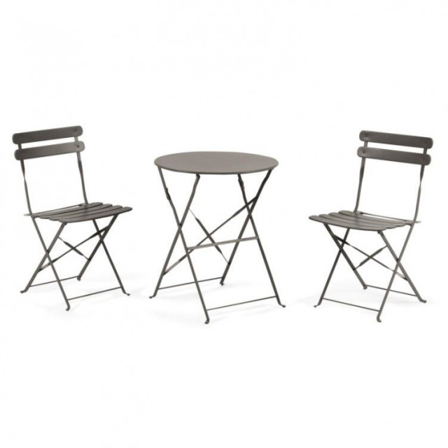 Set masa si 2 scaune verde din otel Arlick Kave Home