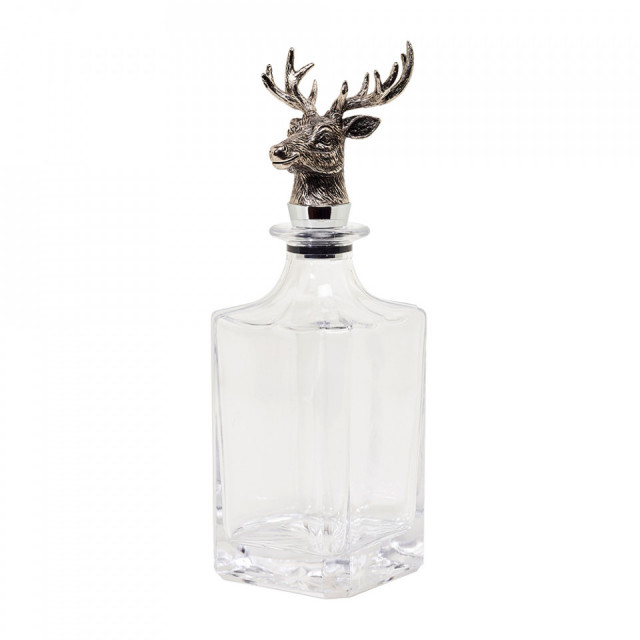 Sticla transparenta/argintie cu dop din sticla 900 ml Deer Edzard