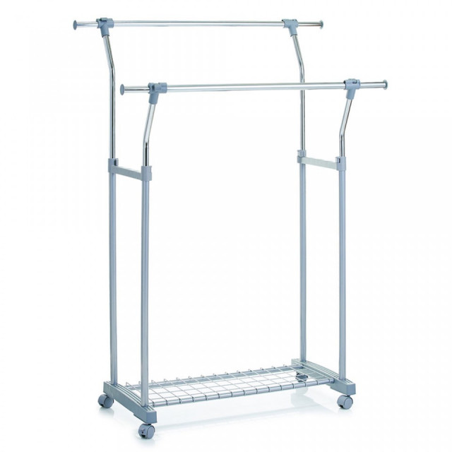 Suport gri/argintiu din metal si plastic 161 cm pentru umerase Roll Clothes Extendable Zeller