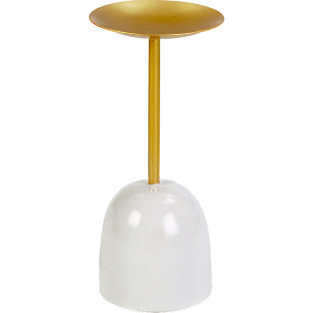 Suport lumanare alb/auriu din metal 26 cm Burkina Thai Natura