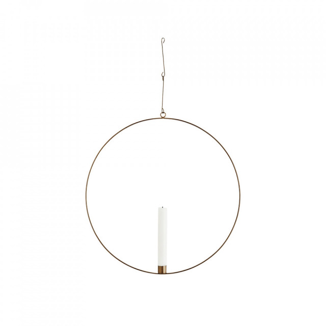 Suport lumanare suspendabil maro alama antichizat din metal 40 cm Ring Madam Stoltz