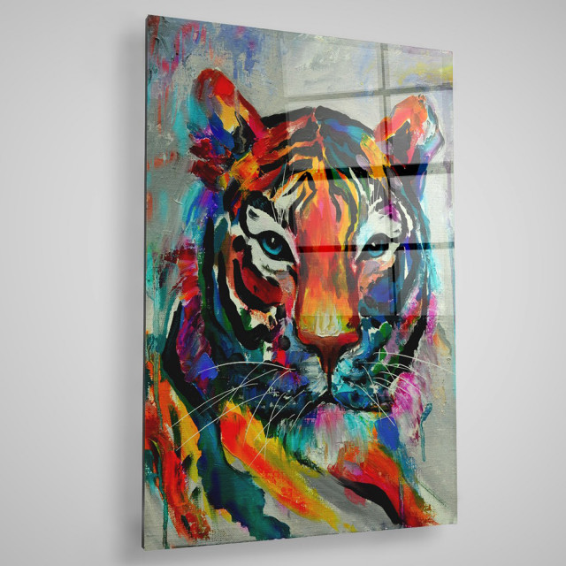 Tablou multicolor din sticla 70x100 cm Tiger The Home Collection