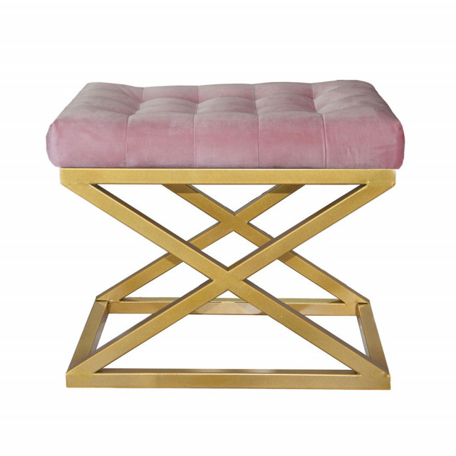 Taburet pentru picioare roz/auriu din textil 40x50 cm Capraz The Home Collection