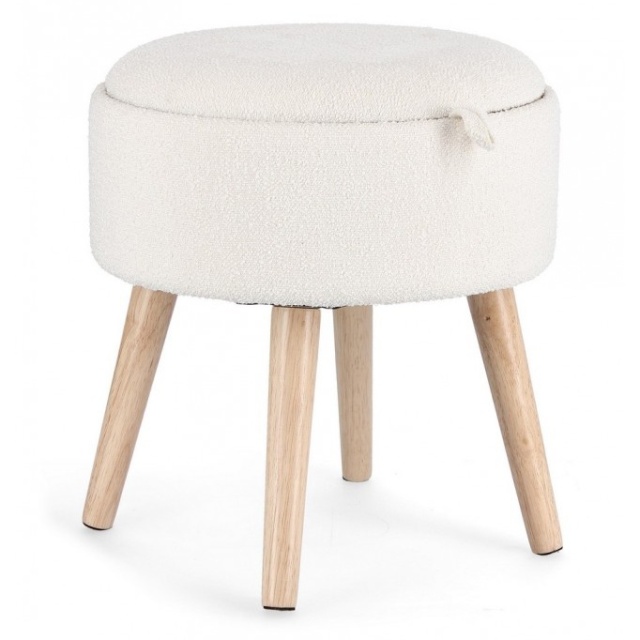 Taburet rotund maro/alb din textil 43 cm Zoya Storage Bizzotto