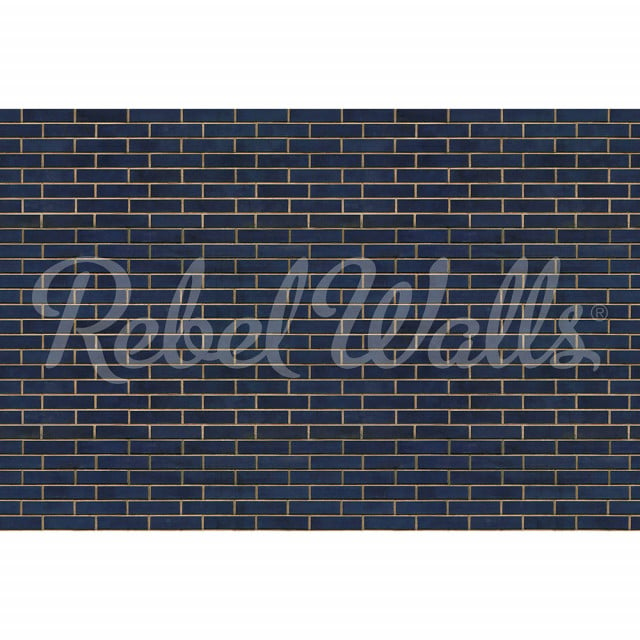 Tapet albastru din hartie cu fibre de nailon Wall Of Tiles Rebel Walls