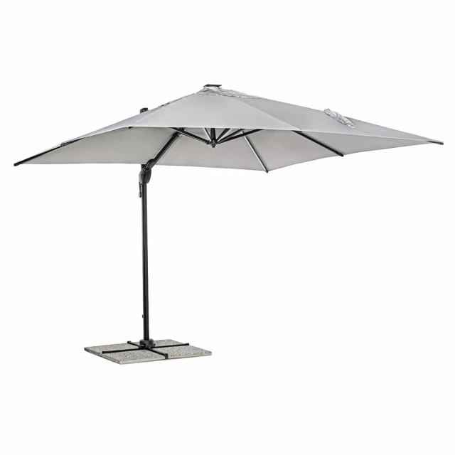 Umbrela soare gri din poliester si aluminiu cu LED Ines Bizzotto