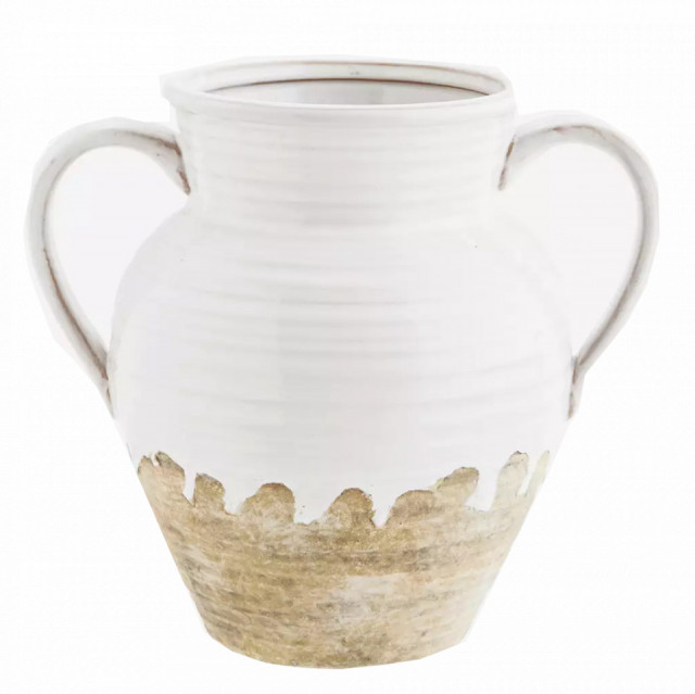 Vaza decorativa alba/maro din ceramica 18 cm Russ Madam Stoltz