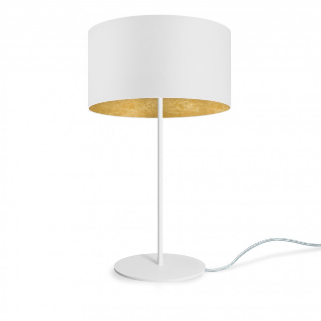 Veioza alba din metal si textil 52 cm Mika Elementary Gold Sotto Luce