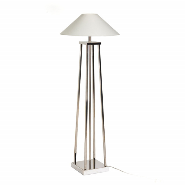 Baza pentru lampadar alba/argintie din marmura si metal 127 cm Mark Thai Natura