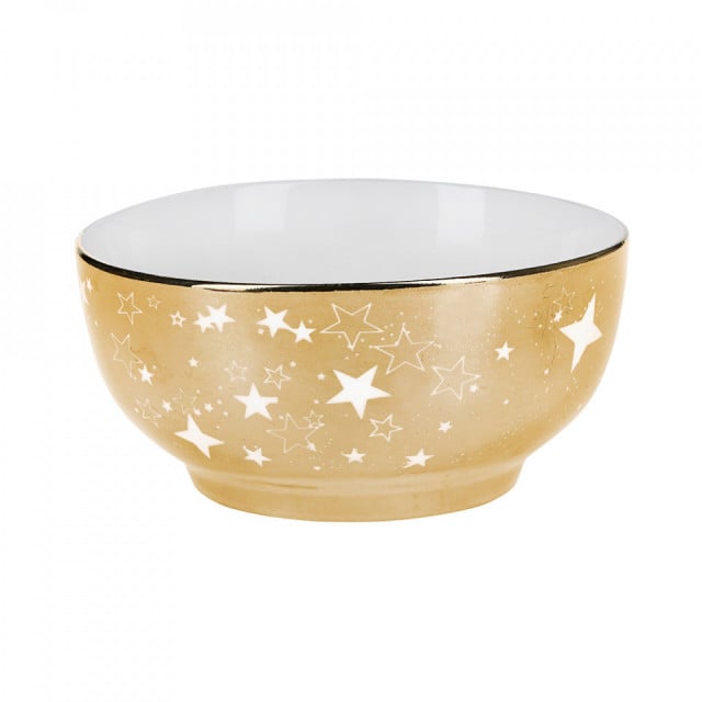 Bol alb/auriu din ceramica 13 cm Stars Miss Etoile