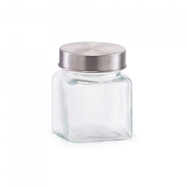 Borcan cu capac transparent/argintiu din sticla si inox 250 ml Sho Zeller