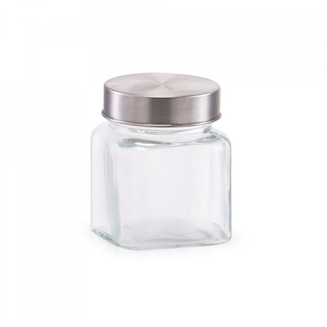 Borcan cu capac transparent/argintiu din sticla si metal 250 ml Sho Zeller