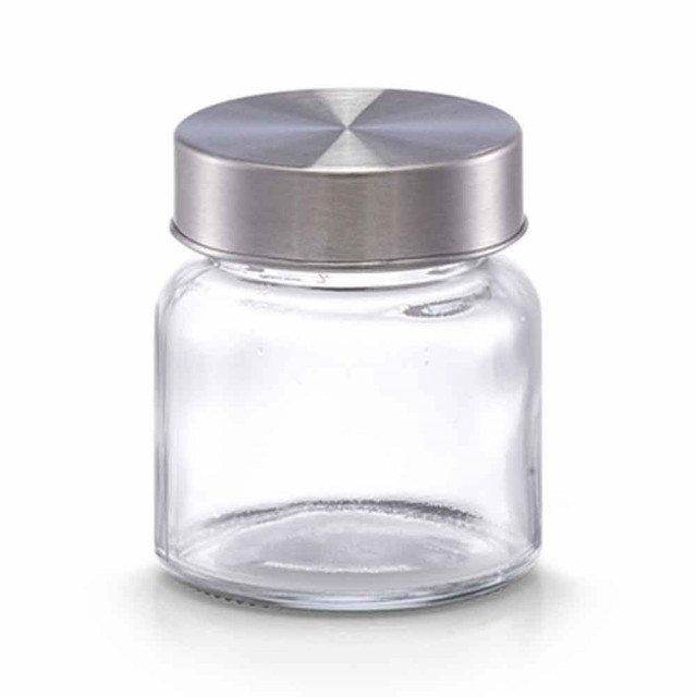 Borcan cu capac transparent/gri din sticla si metal 75 ml Mini Jar Zeller