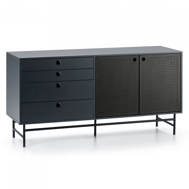 Bufet inferior albastru/negru din metal 150 cm Punto Teulat