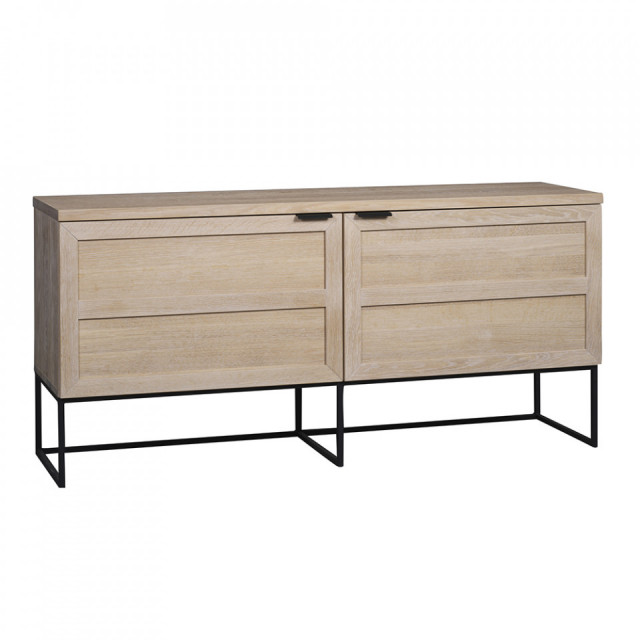 Bufet inferior crem/negru din lemn de stejar si metal 160 cm Everett Rowico Home