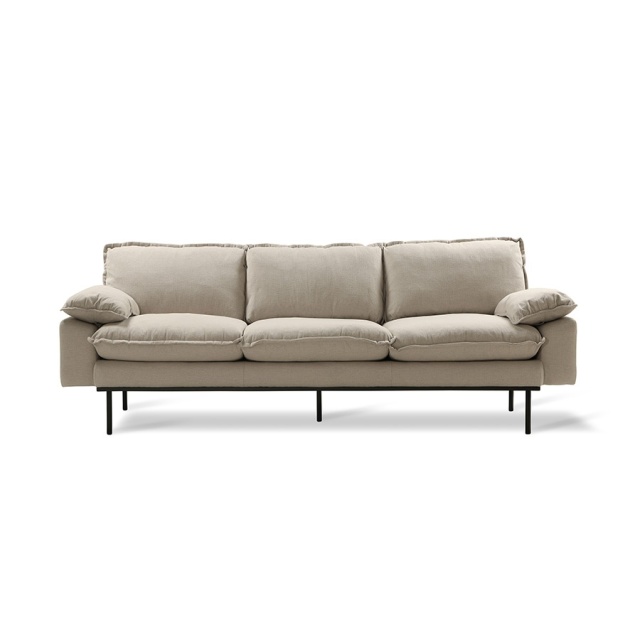 Canapea bej din textil pentru 3 persoane Retro Sofa III HKliving