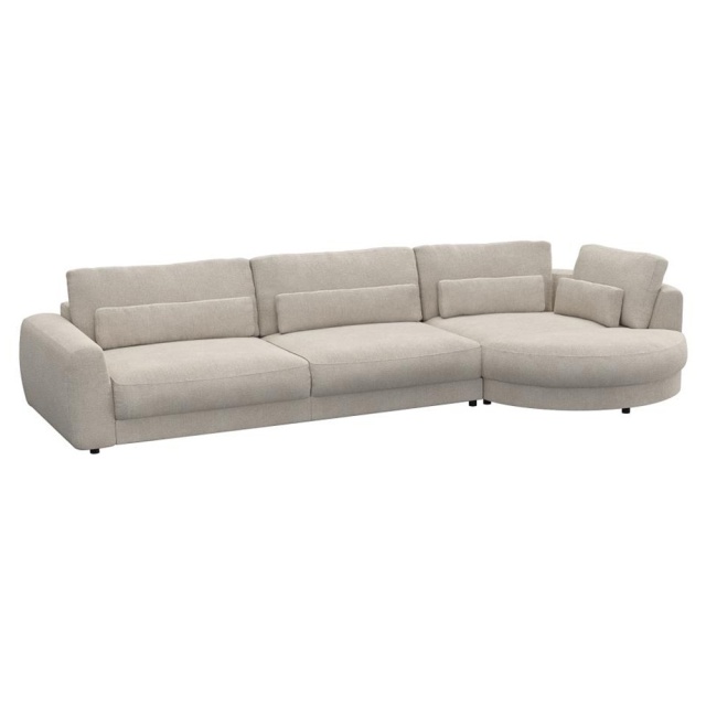 Canapea cu colt bej din textil pentru 3 persoane Petrone Right Flexlux