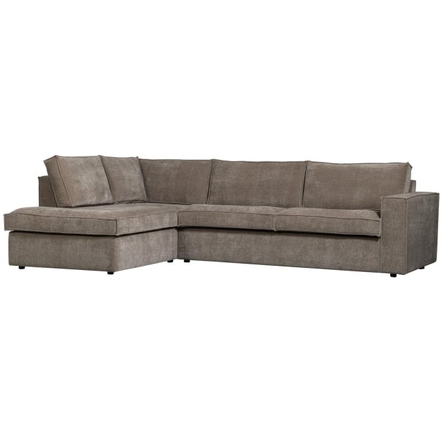Canapea cu colt grej din textil 283 cm Hajo Rib Left Basiclabel