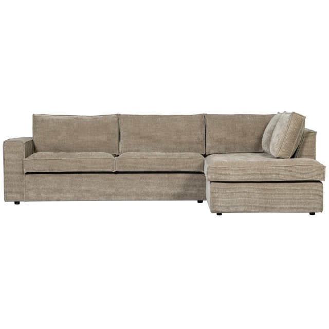 Canapea cu colt maro din textil 283 cm Hajo Rib Right Basiclabel