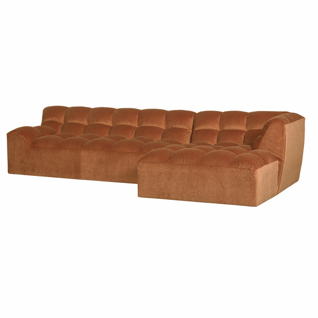 Canapea cu colt maro teracota din catifea 324 cm Allure Right Woood