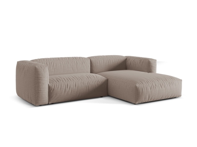 Canapea cu colt modulara bej inchis din textil pentru 2 persoane Martina Right Besolux