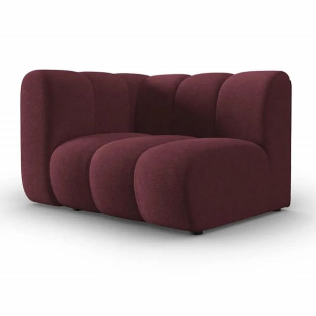 Canapea cu colt modulara rosu burgund din textil si lemn de pin pentru 1 persoana Lupine Left Besolux