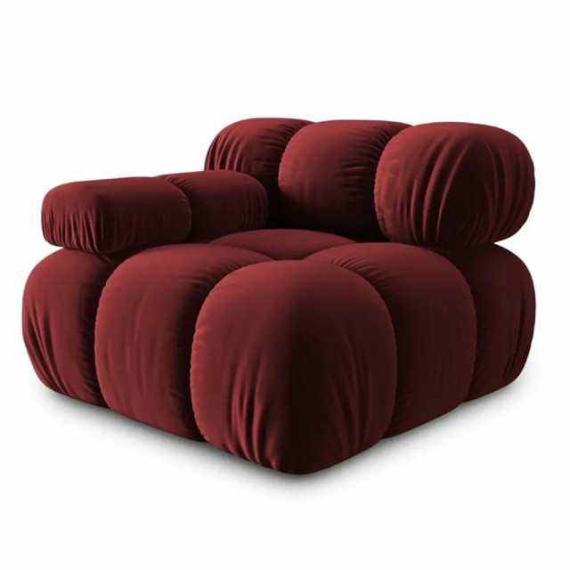 Canapea cu colt modulara rosu inchis din catifea pentru 1 persoana Bellis Left Besolux