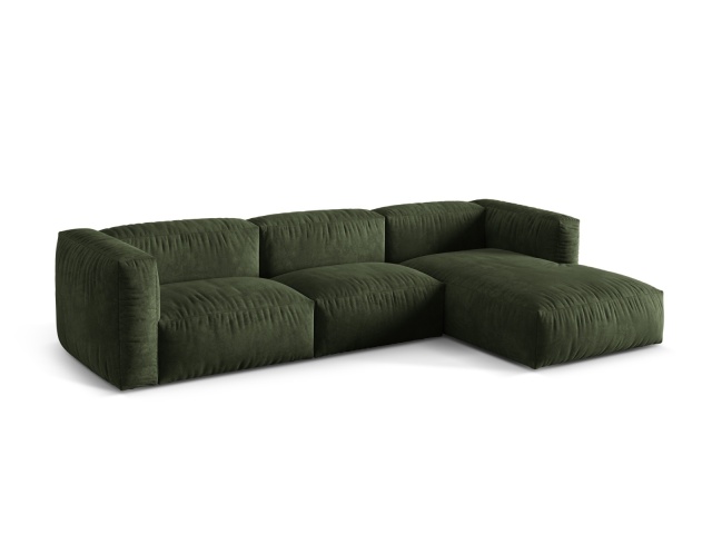 Canapea cu colt modulara verde din catifea pentru 3 persoane Martina Right Besolux