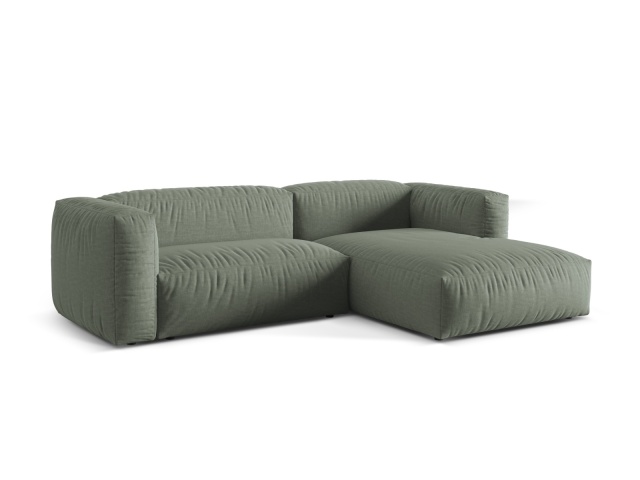 Canapea cu colt modulara verde muschi din textil pentru 2 persoane Martina Right Besolux