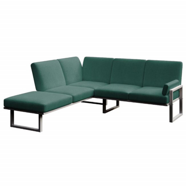 Canapea cu colt pentru exterior verde inchis/gri antracit din olefina si otel 216 cm Soledo Left Mesonica