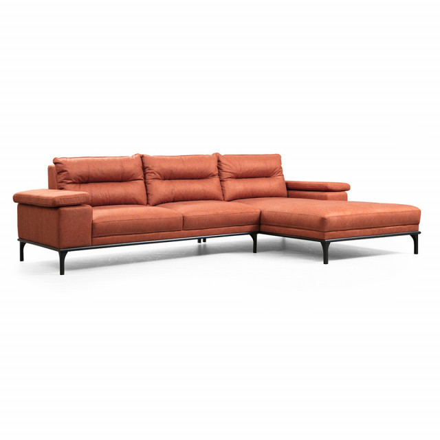 Canapea cu colt portocalie din textil pentru 3 persoane Hollywood Right The Home Collection