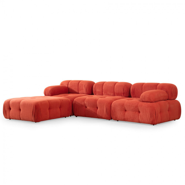Canapea cu colt rosie din textil pentru 3 persoane Left Doblo The Home Collection
