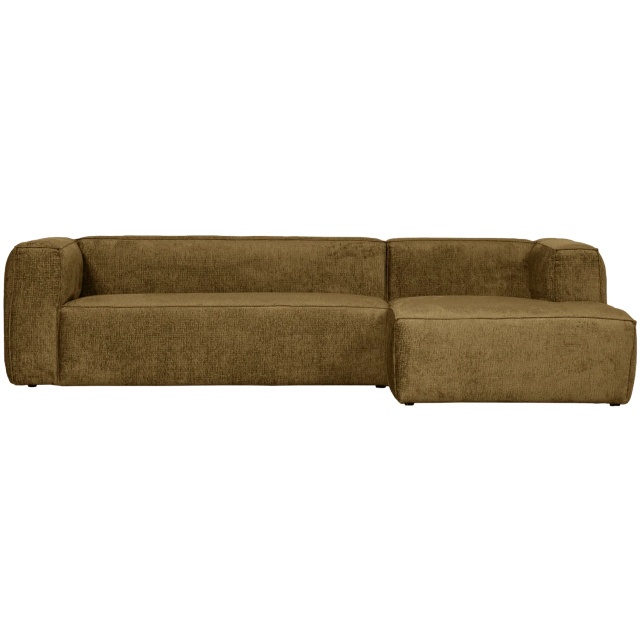 Canapea cu colt verde din catifea 305 cm Bean Right Woood