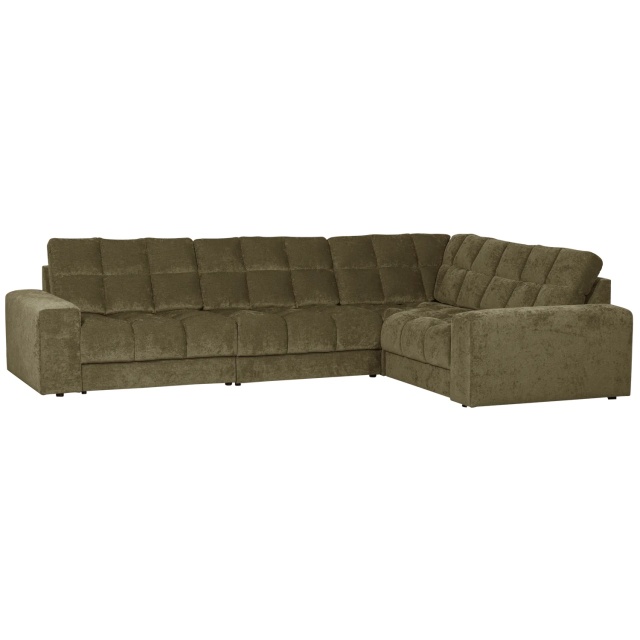 Canapea cu colt verde din textil 316 cm Second Date Right Woood