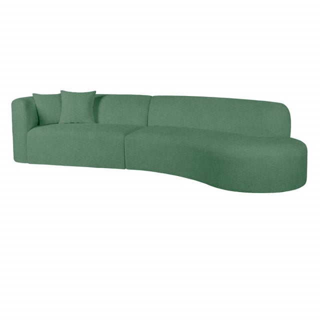 Canapea cu colt verde din textil pentru 3 persoane Banana V2 Right The Home Collection