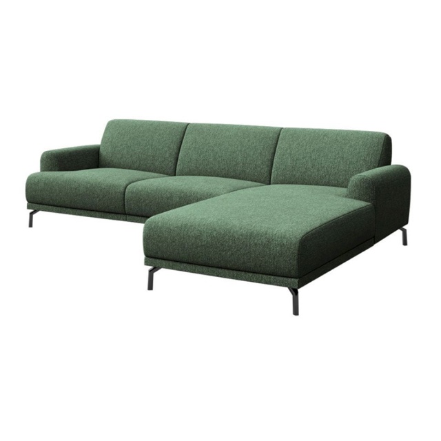 Canapea cu colt verde inchis din textil pentru 4 persoane Puzo Right Mesonica