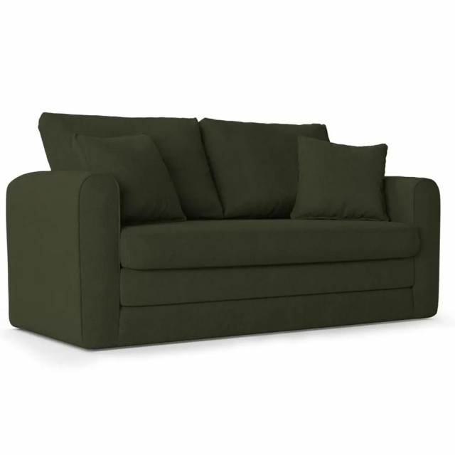 Canapea extensibila verde din textil si lemn de pin pentru 2 persoane Lido Besolux